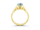 Yellow gold Oval Cut Aquamarine Solitaire Engagement Ring with Cathedral Setting and Four-Prong Mount_27