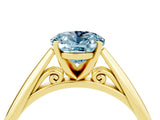 Yellow gold Oval Cut Aquamarine Solitaire Engagement Ring with Cathedral Setting and Four-Prong Mount_28