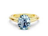 Yellow gold Oval Cut Aquamarine Solitaire Engagement Ring with Cathedral Setting and Four-Prong Mount_78