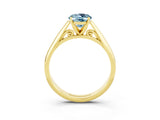 Yellow gold Oval Cut Aquamarine Solitaire Engagement Ring with Cathedral Setting and Four-Prong Mount_81