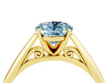 Yellow gold Oval Cut Aquamarine Solitaire Engagement Ring with Cathedral Setting and Four-Prong Mount_82