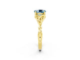 Yellow gold Oval Cut Aquamarine Solitaire Engagement Ring with Celtic Knot Band and Four-Prong Setting_2