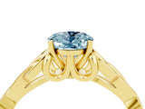 Yellow gold Oval Cut Aquamarine Solitaire Engagement Ring with Celtic Knot Band and Four-Prong Setting_4