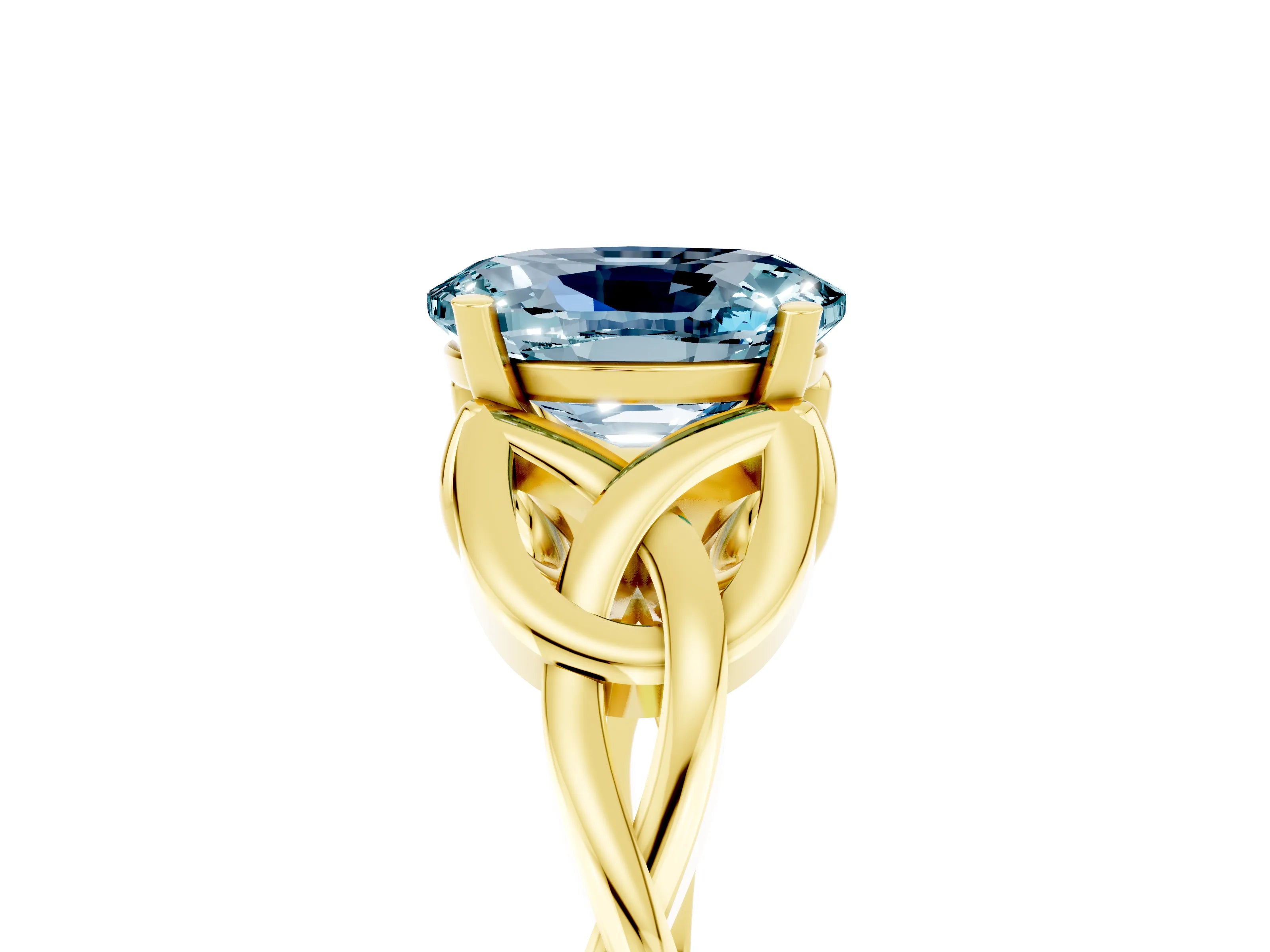 Yellow gold Oval Cut Aquamarine Solitaire Engagement Ring with Celtic Knot Band and Four-Prong Setting_5