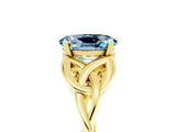 Yellow gold Oval Cut Aquamarine Solitaire Engagement Ring with Celtic Knot Band and Four-Prong Setting_5