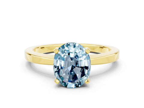 Yellow gold Oval Cut Aquamarine Solitaire Engagement Ring with Classic Band and Four-Prong Setting_24