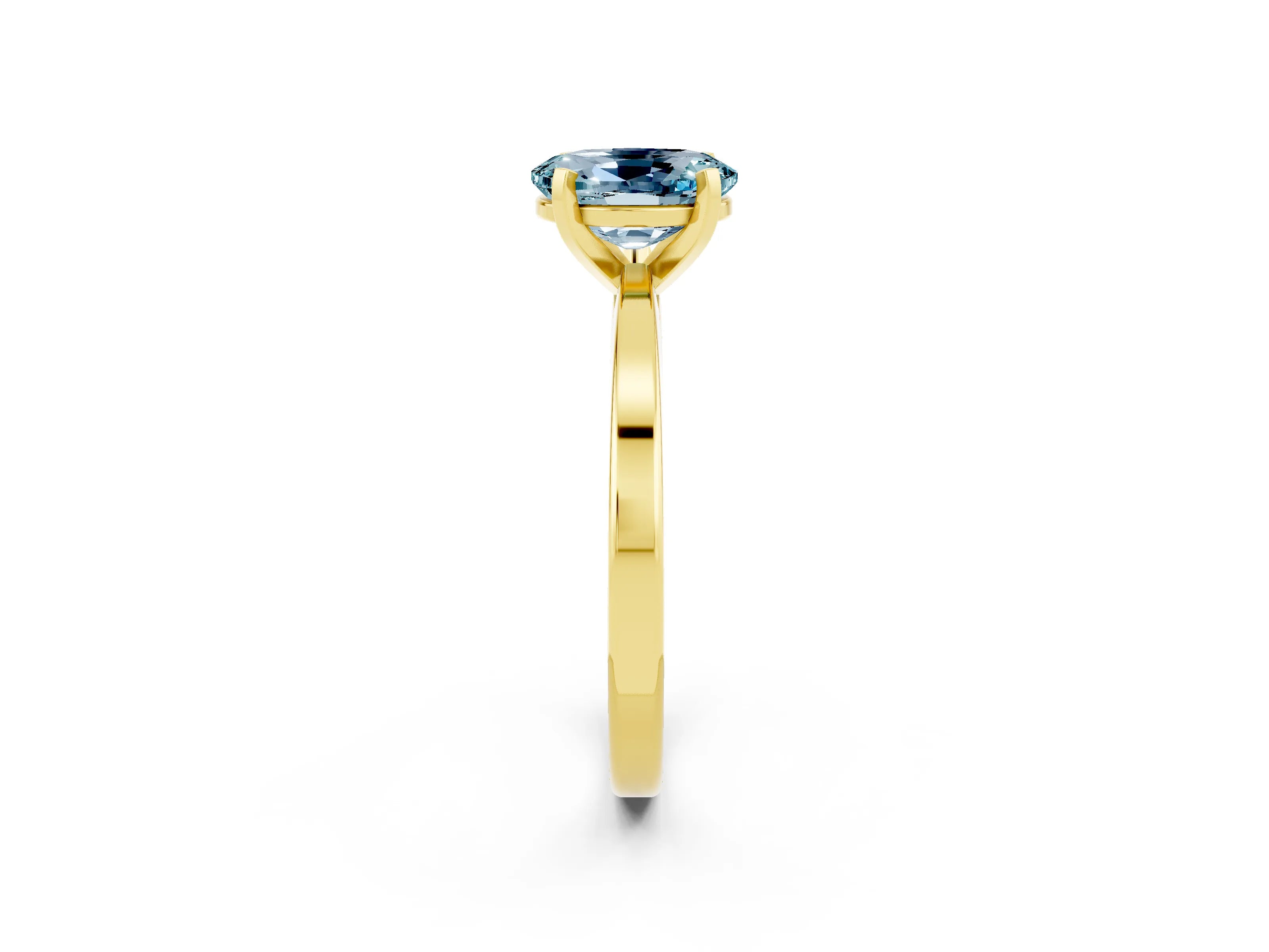 Yellow gold Oval Cut Aquamarine Solitaire Engagement Ring with Classic Band and Four-Prong Setting_26