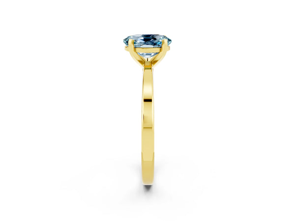 Yellow gold Oval Cut Aquamarine Solitaire Engagement Ring with Classic Band and Four-Prong Setting