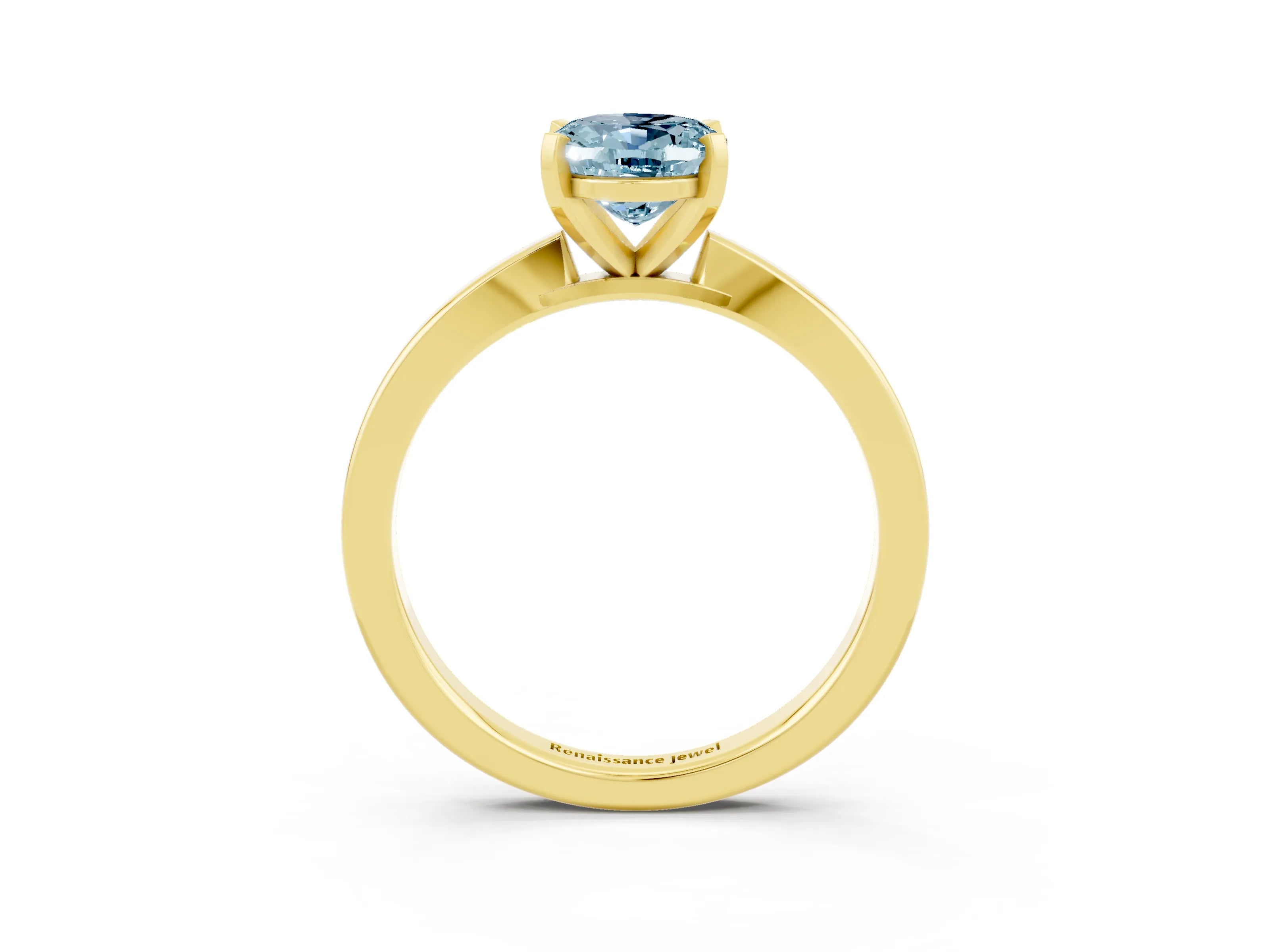 Yellow gold Oval Cut Aquamarine Solitaire Engagement Ring with Classic Band and Four-Prong Setting_27
