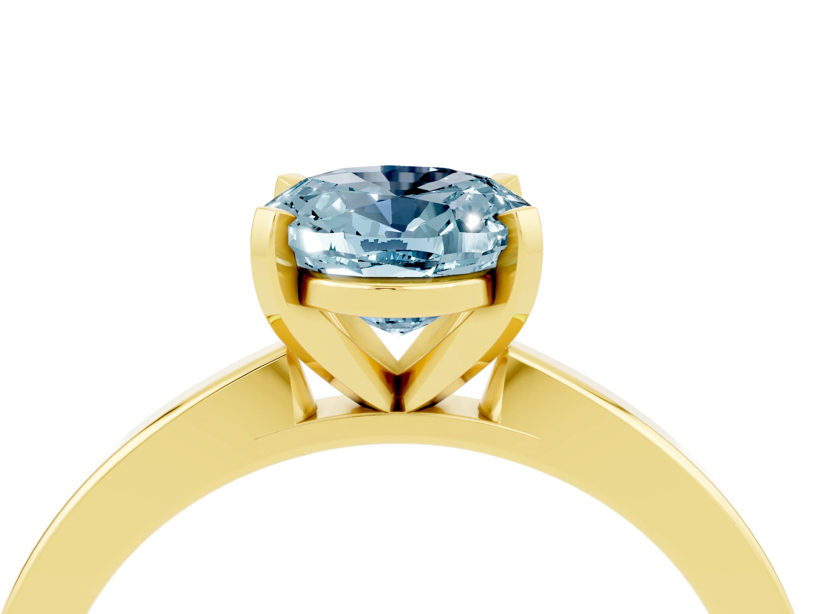 Yellow gold Oval Cut Aquamarine Solitaire Engagement Ring with Classic Band and Four-Prong Setting_28
