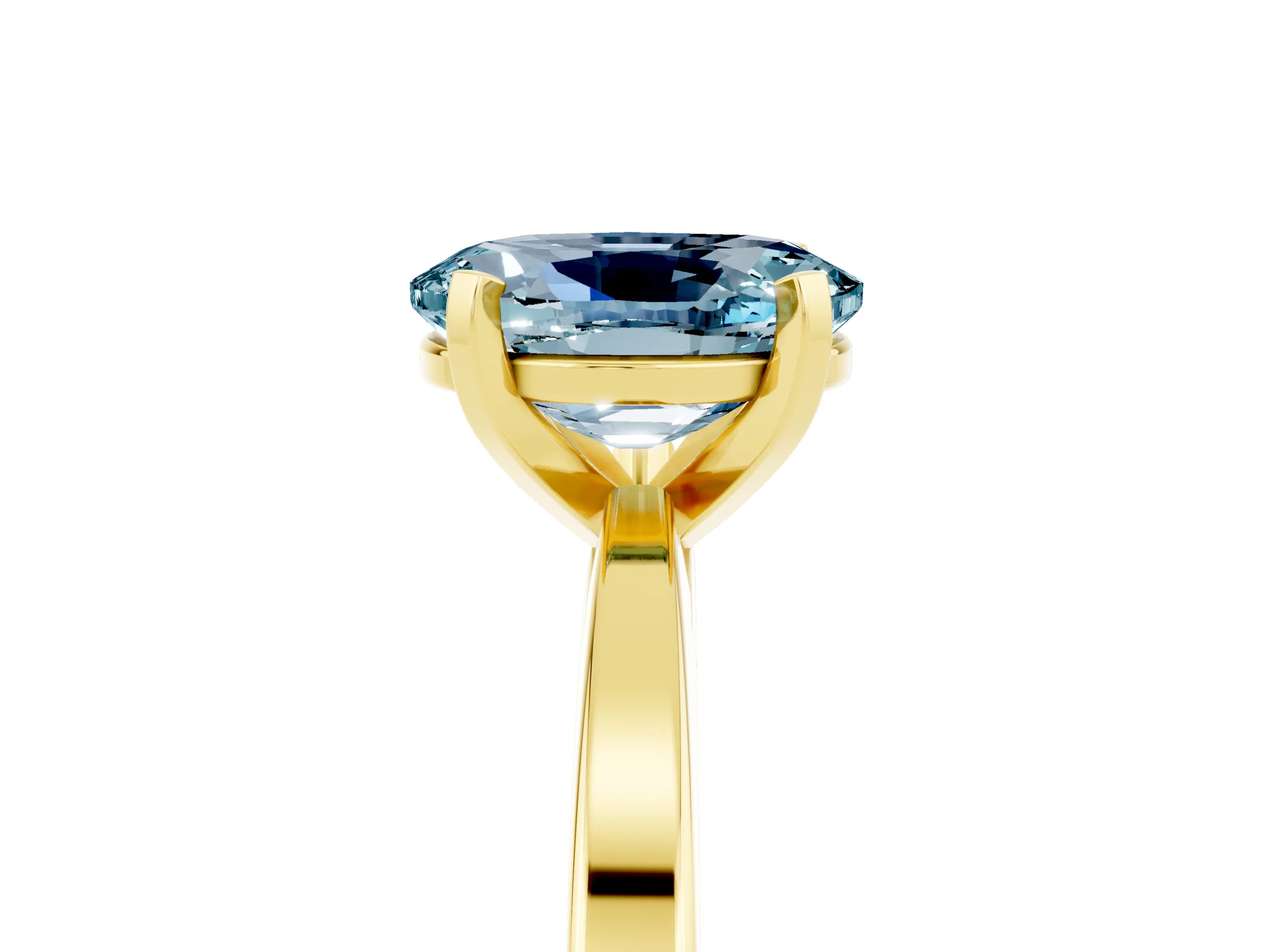 Yellow gold Oval Cut Aquamarine Solitaire Engagement Ring with Classic Band and Four-Prong Setting_29