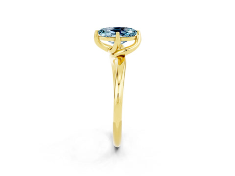 Yellow gold Oval Cut Aquamarine Solitaire Engagement Ring with Four-Prong Setting and Classic Band_14