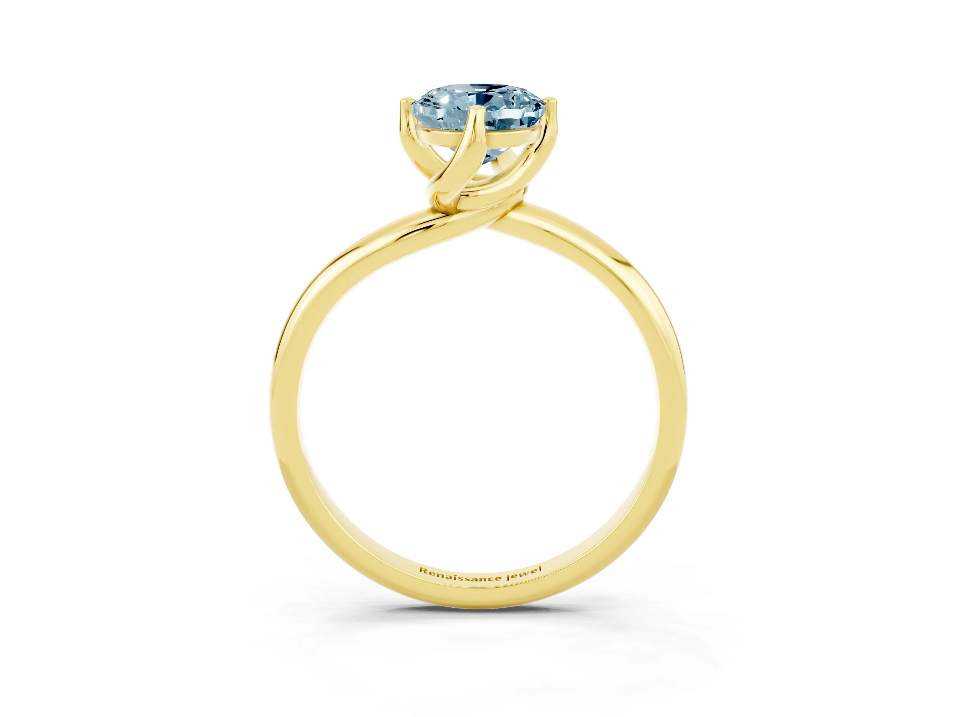 Yellow gold Oval Cut Aquamarine Solitaire Engagement Ring with Four-Prong Setting and Classic Band_15