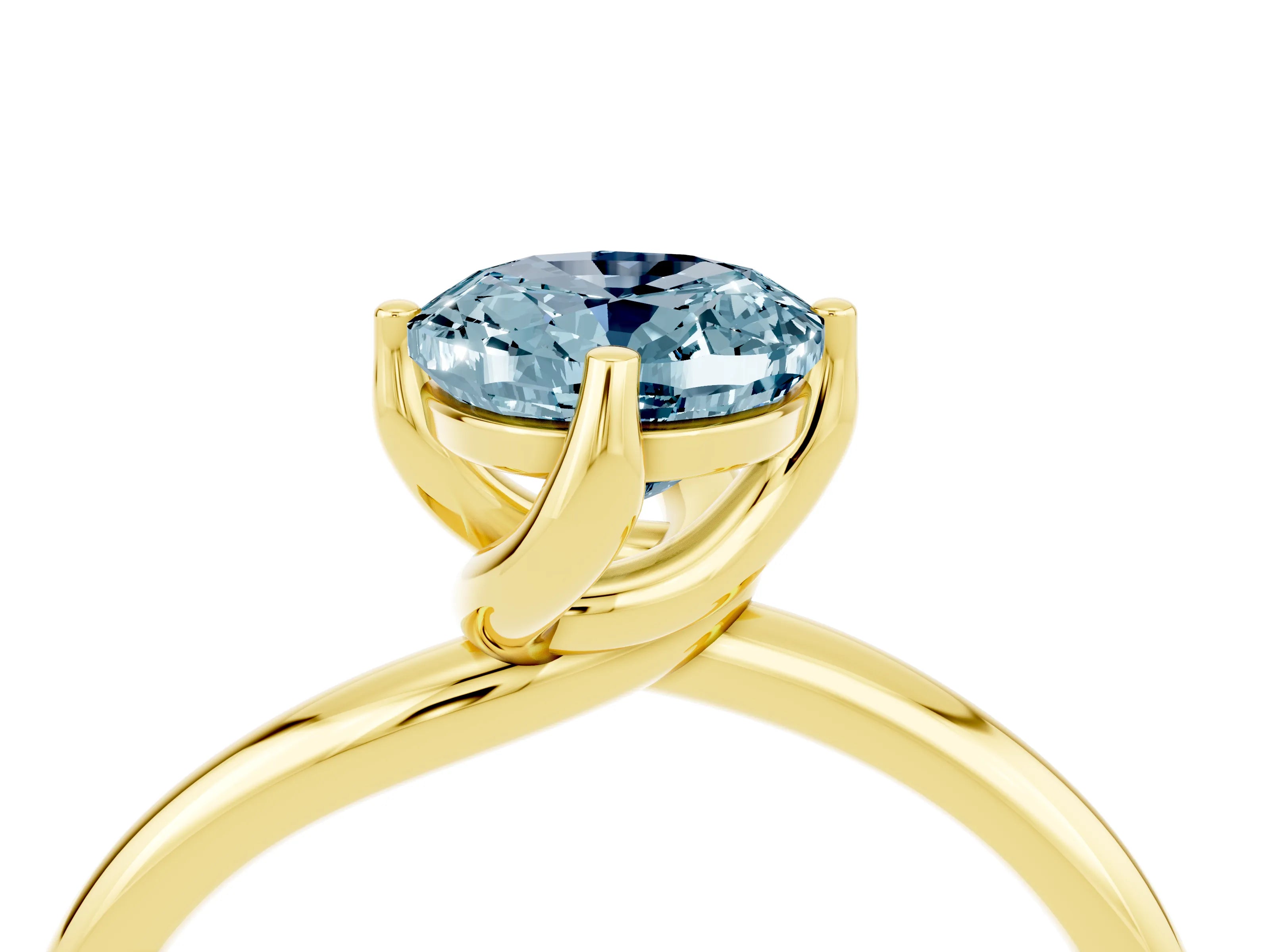 Yellow gold Oval Cut Aquamarine Solitaire Engagement Ring with Four-Prong Setting and Classic Band_16