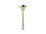 Yellow gold Oval Cut Aquamarine Solitaire Engagement Ring with Pavé Band and Four-Prong Setting_2
