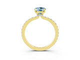 Yellow gold Oval Cut Aquamarine Solitaire Engagement Ring with Pavé Band and Four-Prong Setting_3
