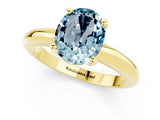 Yellow gold Oval Cut Aquamarine Solitaire Engagement Ring with Round Band and Four-Prong Setting_1