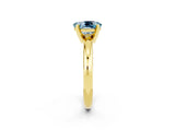 Yellow gold Oval Cut Aquamarine Solitaire Engagement Ring with Round Band and Four-Prong Setting_2
