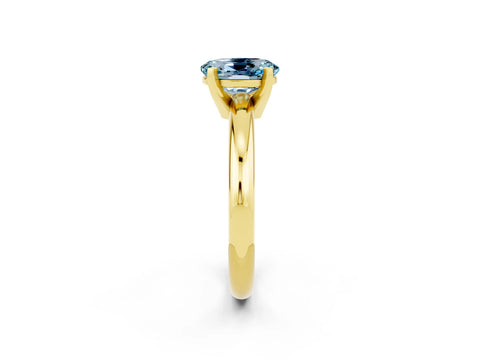 Yellow gold Oval Cut Aquamarine Solitaire Engagement Ring with Round Band and Four-Prong Setting_2