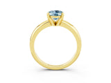 Yellow gold Oval Cut Aquamarine Solitaire Engagement Ring with Round Band and Four-Prong Setting_3