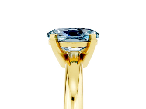 Yellow gold Oval Cut Aquamarine Solitaire Engagement Ring with Round Band and Four-Prong Setting_5