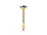 Yellow gold Oval Cut Aquamarine Solitaire Pavé Band with Four-Prong Setting_2