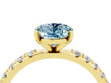 Yellow gold Oval Cut Aquamarine Solitaire Pavé Band with Four-Prong Setting_4