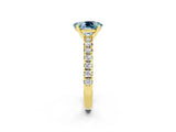Yellow gold Oval Cut Aquamarine Solitaire Pavé Engagement Ring with Round Band and Prong Setting_14
