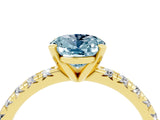 Yellow gold Oval Cut Aquamarine Solitaire Pavé Engagement Ring with Round Band and Prong Setting_16