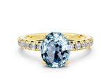 Yellow gold Oval Cut Aquamarine Solitaire Pavé Engagement Ring with Round Band and Prong Setting_72