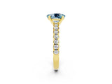 Yellow gold Oval Cut Aquamarine Solitaire Pavé Engagement Ring with Round Band and Prong Setting_74