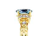 Yellow gold Oval Cut Aquamarine Solitaire Ring with Filigree Band and Four-Prong Setting_29