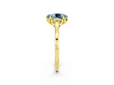 Yellow gold Oval Cut Aquamarine Solitaire Ring with Flower Prong Setting and Classic Band_14