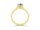 Yellow gold Oval Cut Aquamarine Solitaire Ring with Flower Prong Setting and Classic Band_15