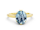 Yellow gold Oval Cut Aquamarine Solitaire Ring with Flower Prong Setting and Classic Band_36
