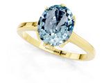 Yellow gold Oval Cut Aquamarine Solitaire Ring with Flower Prong Setting and Classic Band_37