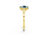 Yellow gold Oval Cut Aquamarine Solitaire Ring with Flower Prong Setting and Classic Band_38