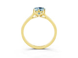 Yellow gold Oval Cut Aquamarine Solitaire Ring with Flower Prong Setting and Classic Band_39