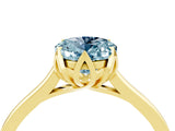Yellow gold Oval Cut Aquamarine Solitaire Ring with Flower Prong Setting and Classic Band_40