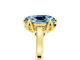 Yellow gold Oval Cut Aquamarine Solitaire Ring with Flower Prong Setting and Classic Band_41