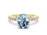 Yellow gold Oval Cut Aquamarine Solitaire Ring with Pavé Band and Four-Prong Setting_24