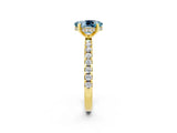 Yellow gold Oval Cut Aquamarine Solitaire Ring with Pavé Band and Four-Prong Setting_26