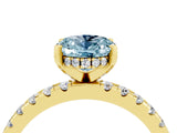 Yellow gold Oval Cut Aquamarine Solitaire Ring with Pavé Band and Four-Prong Setting_28