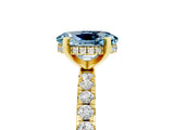Yellow gold Oval Cut Aquamarine Solitaire Ring with Pavé Band and Four-Prong Setting_29