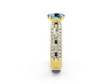 Yellow gold Oval Cut Aquamarine Solitaire Ring with Pavé and Channel Set Band_2