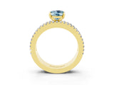 Yellow gold Oval Cut Aquamarine Solitaire Ring with Pavé and Channel Set Band_3