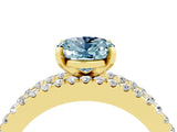 Yellow gold Oval Cut Aquamarine Solitaire Ring with Pavé and Channel Set Band_4