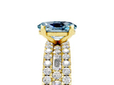 Yellow gold Oval Cut Aquamarine Solitaire Ring with Pavé and Channel Set Band_5