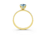 Yellow gold Oval Cut Aquamarine Solitaire Ring with Pave Band and Four Prong Setting_27