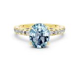 Yellow gold Oval Cut Aquamarine Solitaire Ring with Round  Pavé Band and Four-Prong Setting_36